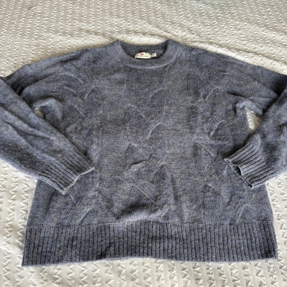 Vineyard Vines Women’s Alpaca Wool Blend Crewneck Sweater Soft Cozy Blue Medium
